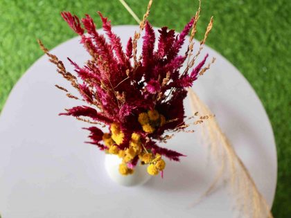 burgundy-yellow-dried-flower-bouquet