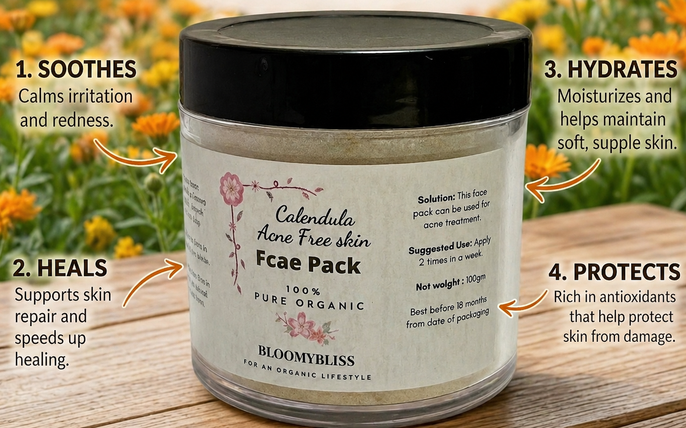 Organic Calendula Acne Free Skin Face Pack 3