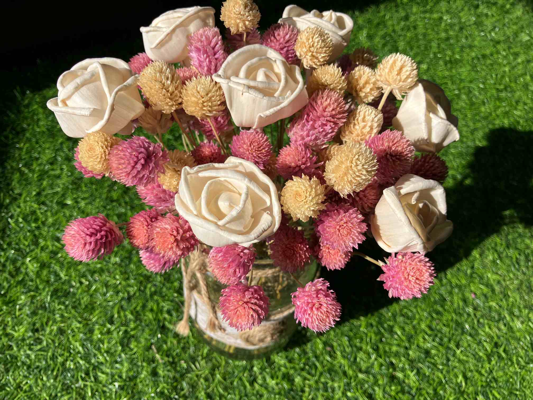 Pink Off white Dried Flowers Arrangement Pink Off white Dried Flowers Arrangement