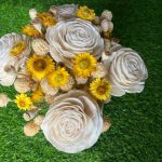 Yellow Off white Dried Flowers Arrangement